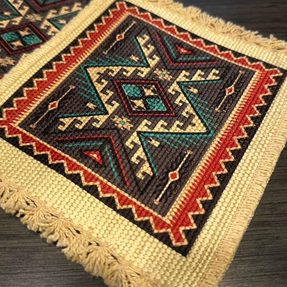 Geometric Patterned Coaster Set - Multicolor - Picture 1 of 5